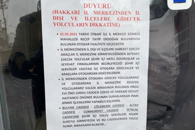 Hakkari Belediye'den sürücü ve yolculara duyuru